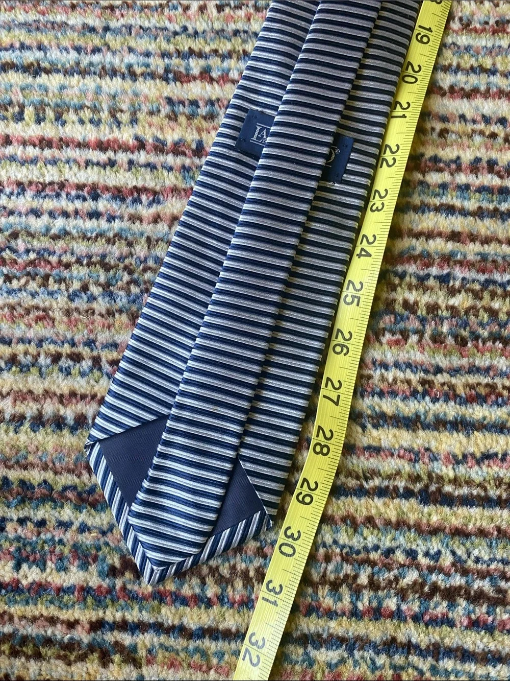 Lands' End Navy and White Striped Men’s Tie